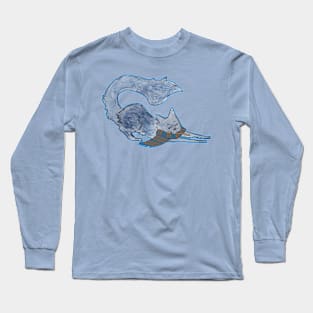 Black cat blue and bronze Long Sleeve T-Shirt